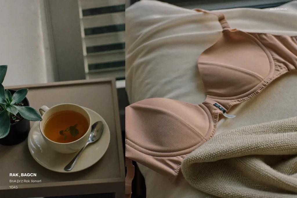 Close-up of a soft supportive bra and recovery comforts prepared for breast reduction healing in Dubai.