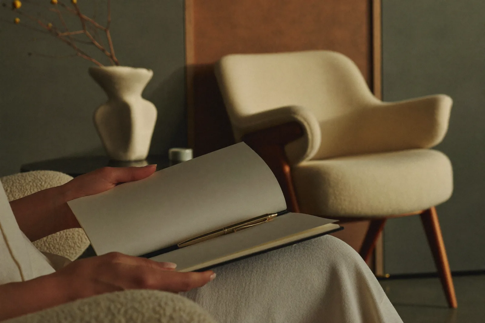 Close-up of a patient's notebook of consultation questions during a plastic surgeon visit in Dubai.